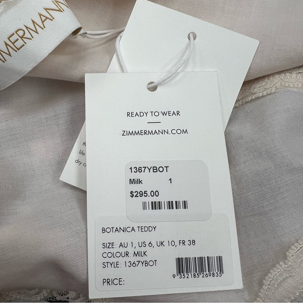 Zimmermann Botanica Teddy Lace Camisole Bodysuit in Milk - Picture 3 of 7